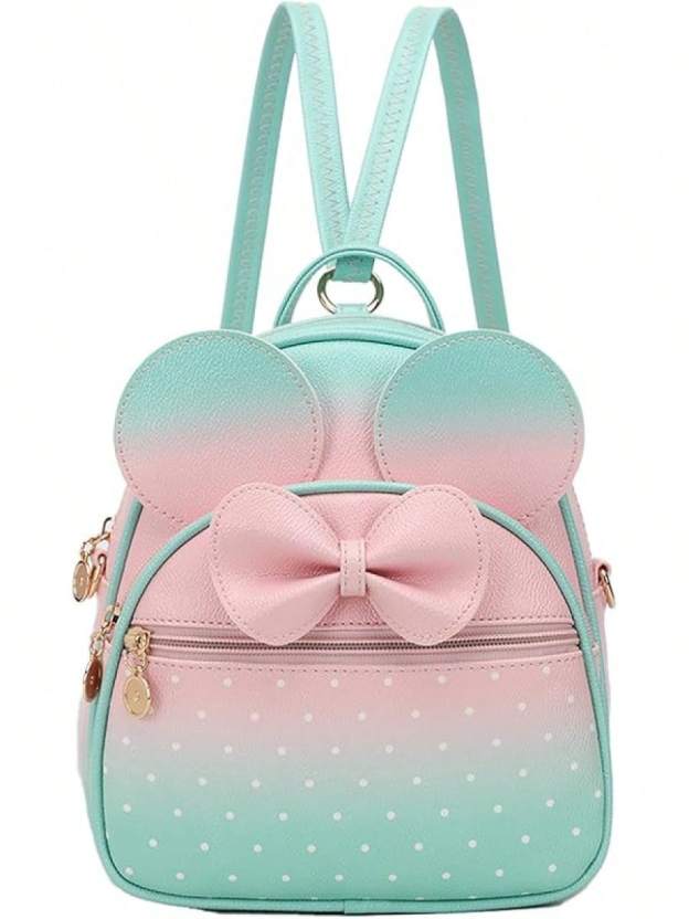 KL928 Girls Bowknot Polka Cute Backpack Small Daypacks Convertible Shoulder Bag Purse Women- SHEINEU
