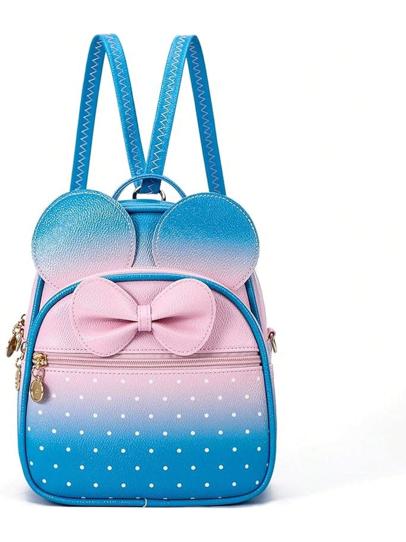 KL928 Girls Bowknot Polka Cute Backpack Small Daypacks Convertible Shoulder Bag Purse Women- SHEINEU