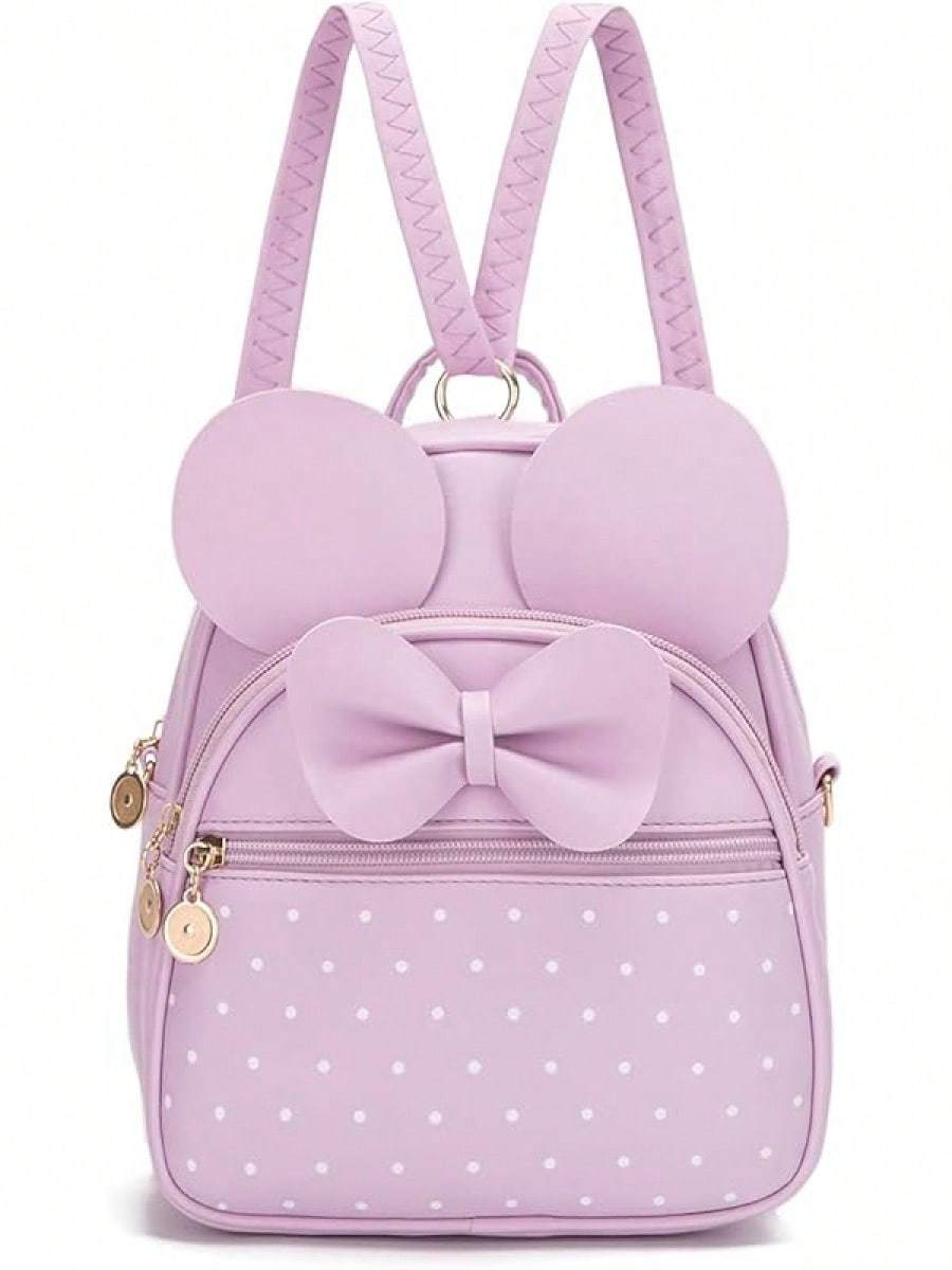 KL928 Girls Bowknot Polka Cute Backpack Small Daypacks Convertible Shoulder Bag Purse Women- SHEINEU