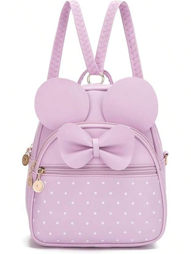 KL928 Girls Bowknot Polka Cute Backpack Small Daypacks Convertible Shoulder Bag Purse Women- SHEINEU