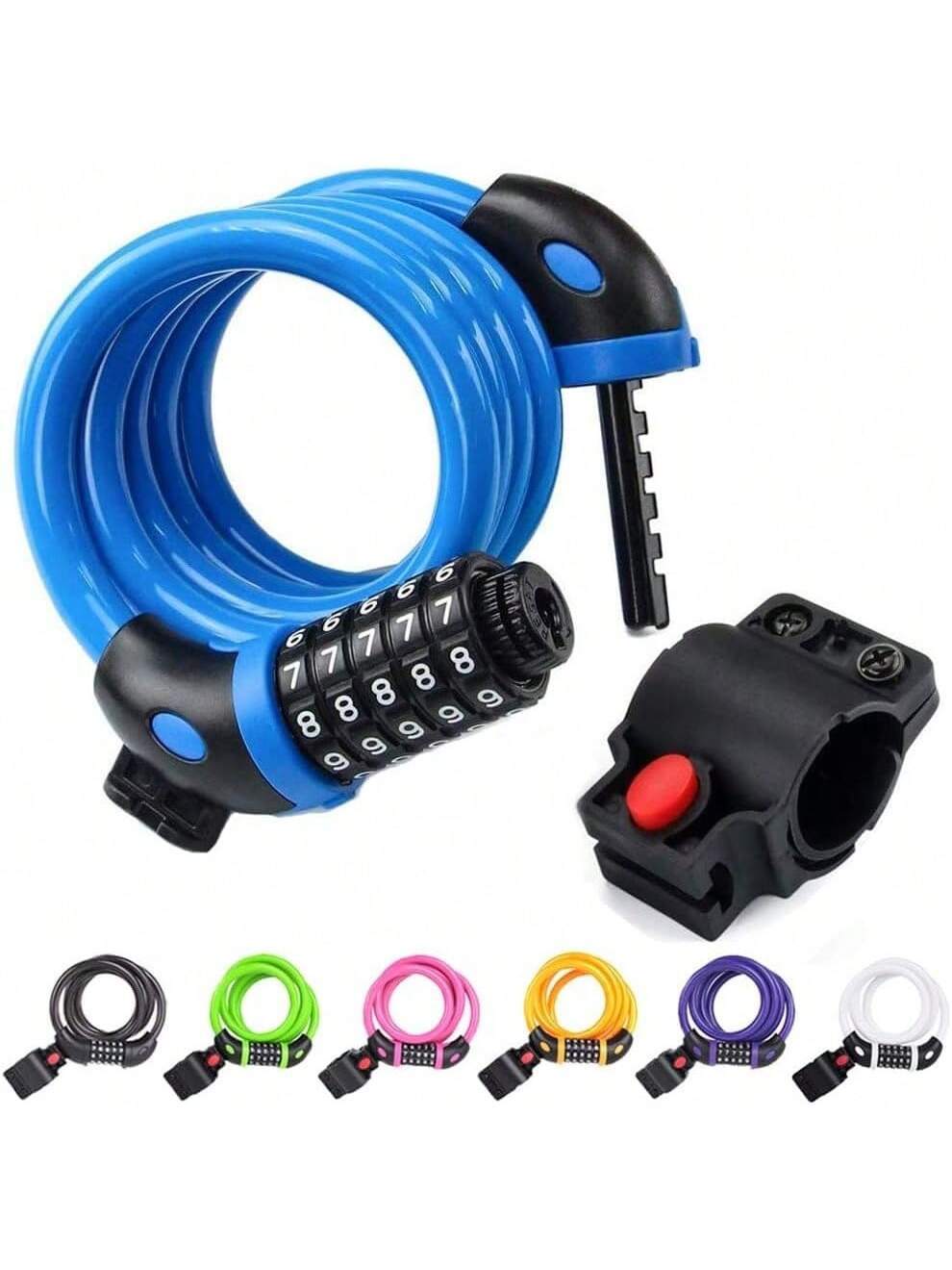 NDakter Bike Lock, 4/5.6 Feet, High Security 5 Digit Resettable Combination Coiling Lock, Heavy Duty Anti Theft With Mounting Bracket, 1/2 Inch Diameter (12mm)- SHEINEU