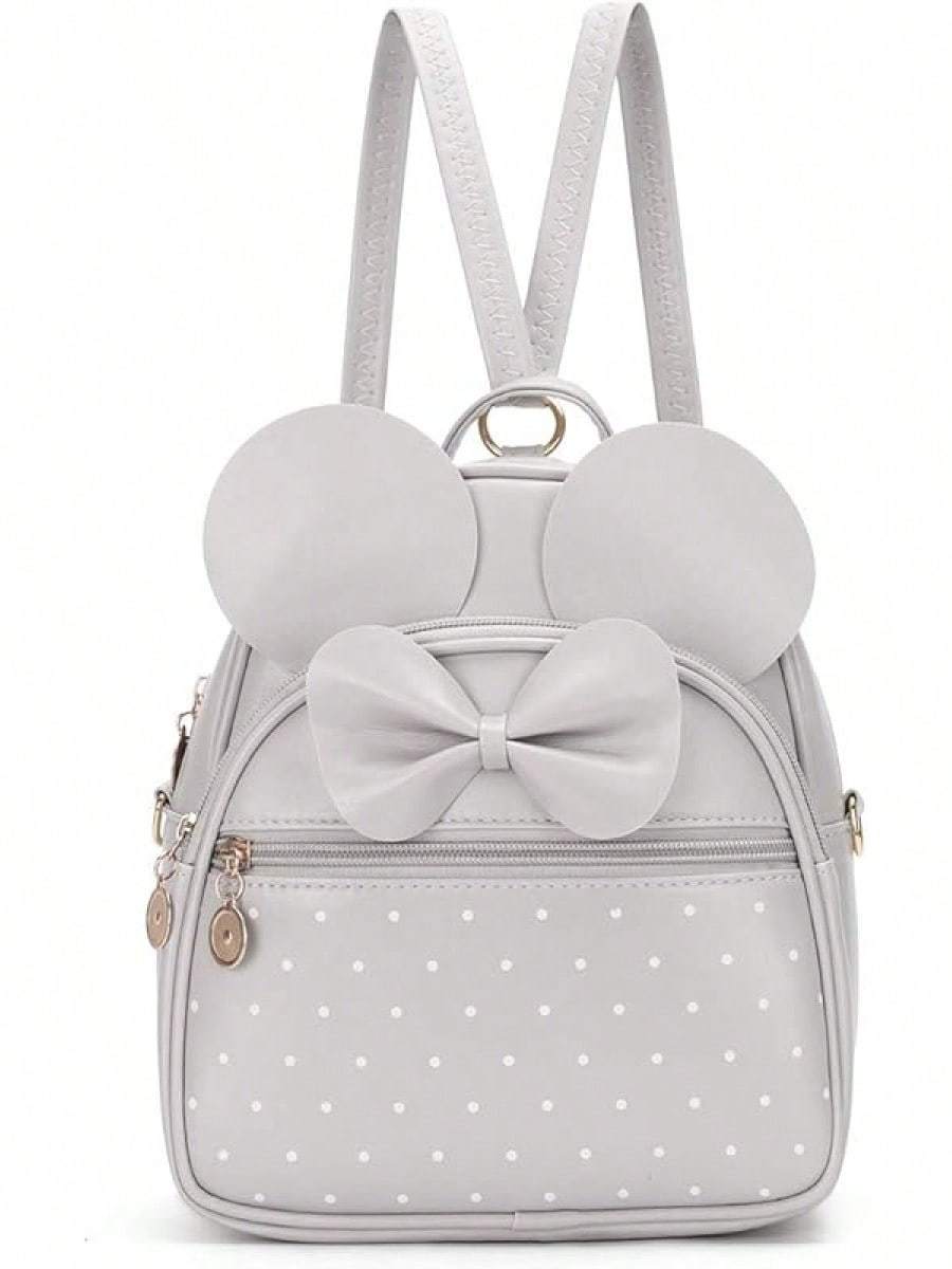 KL928 Girls Bowknot Polka Cute Backpack Small Daypacks Convertible Shoulder Bag Purse Women- SHEINEU
