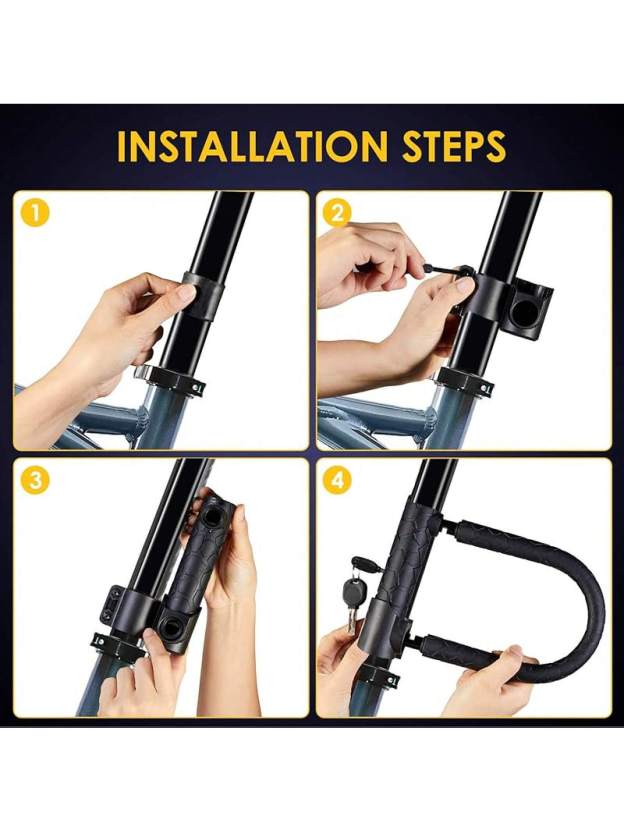 Bike U Lock,20mm Heavy Duty Combination D Lock Shackle 4ft Length Security With Sturdy Mounting Bracket And Anti Theft Secure Locks- SHEINEU