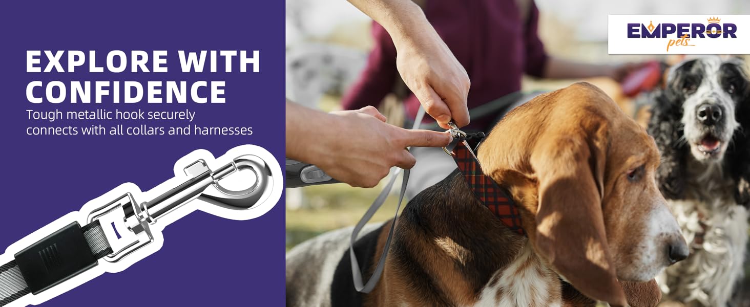 Emperor Pets | 26ft Heavy Duty Retractable Dog Leash - For Pets Up to 110lbs - Classic Series -Grey