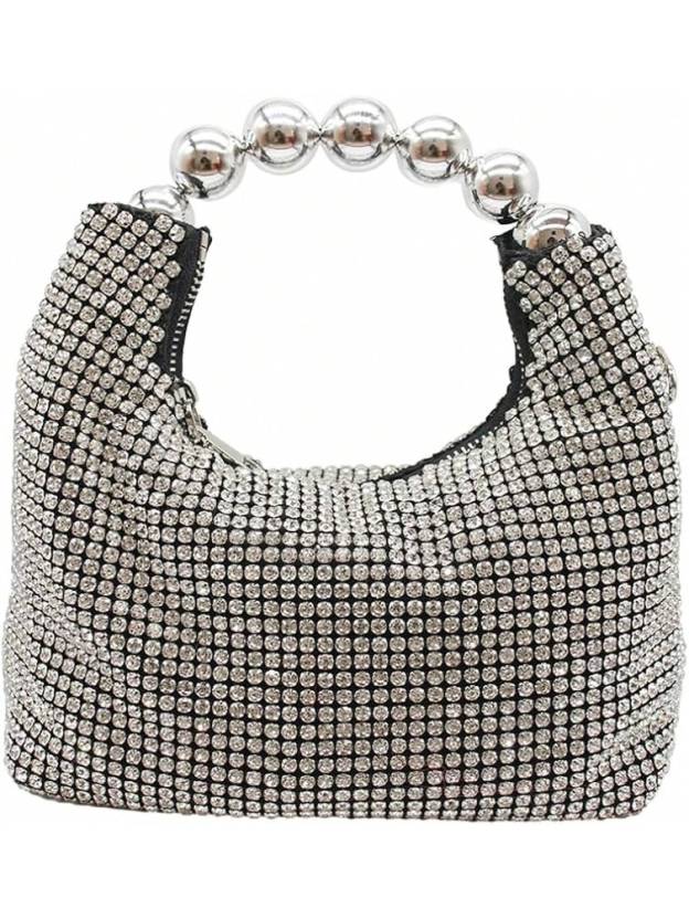 UMREN Bling Full Glitter Knotted Handbag Women Hobo Dumpling Bag Evening Clutch Crossbody Bag- SHEINEU
