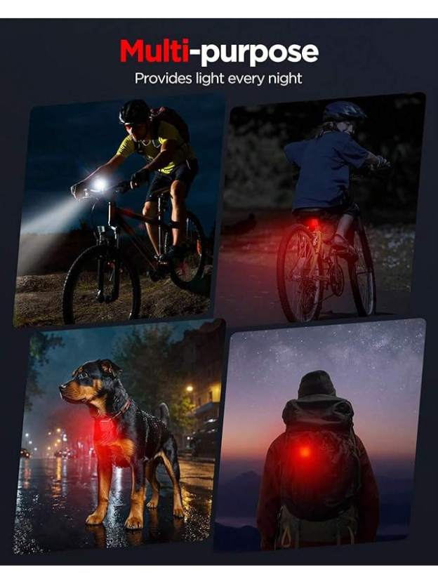 Akale Rechargeable Bike Light Set, LED Bicycle Lights Front And Rear, 650mAh Lithium Battery, Bike Headlight, IPX4 Waterproof, Easy To Install For Men Women Road- SHEINEU
