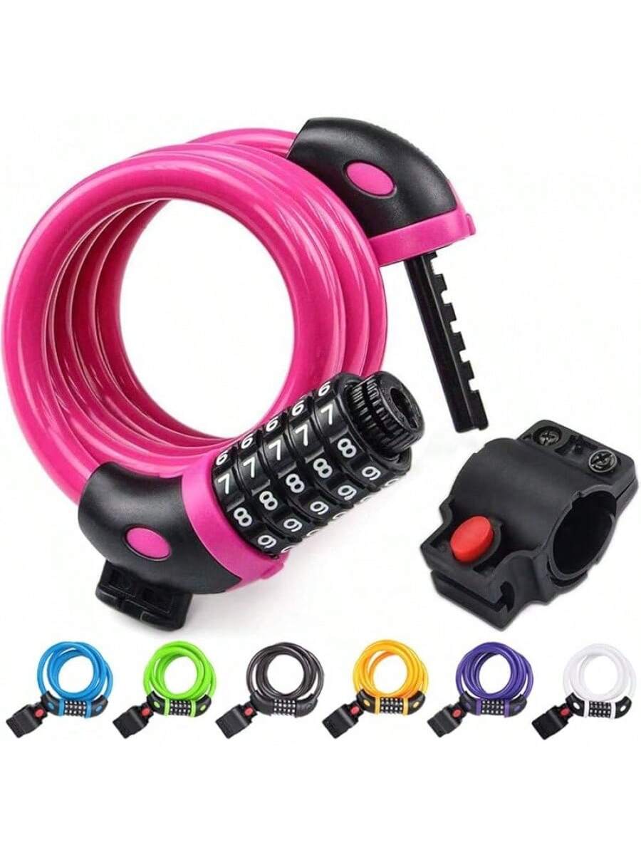 NDakter Bike Lock, 4/5.6 Feet, High Security 5 Digit Resettable Combination Coiling Lock, Heavy Duty Anti Theft With Mounting Bracket, 1/2 Inch Diameter (12mm)- SHEINEU
