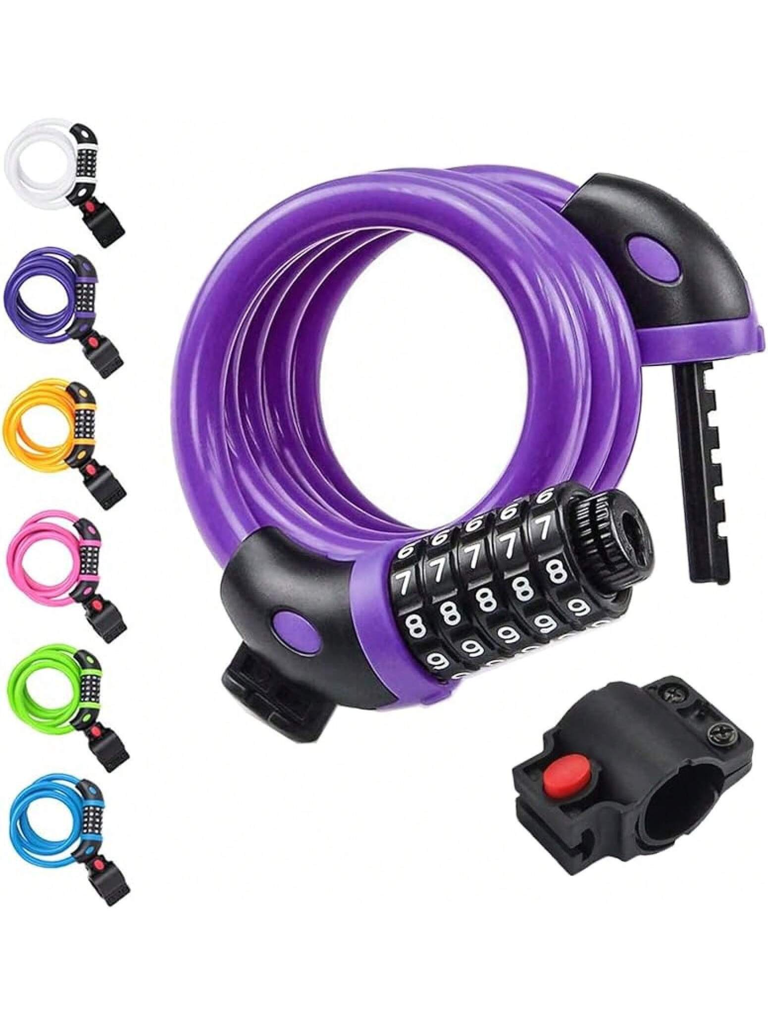 NDakter Bike Lock, 4/5.6 Feet, High Security 5 Digit Resettable Combination Coiling Lock, Heavy Duty Anti Theft With Mounting Bracket, 1/2 Inch Diameter (12mm)- SHEINEU