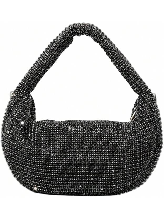 UMREN Bling Full Glitter Knotted Handbag Women Hobo Dumpling Bag Evening Clutch Crossbody Bag- SHEINEU