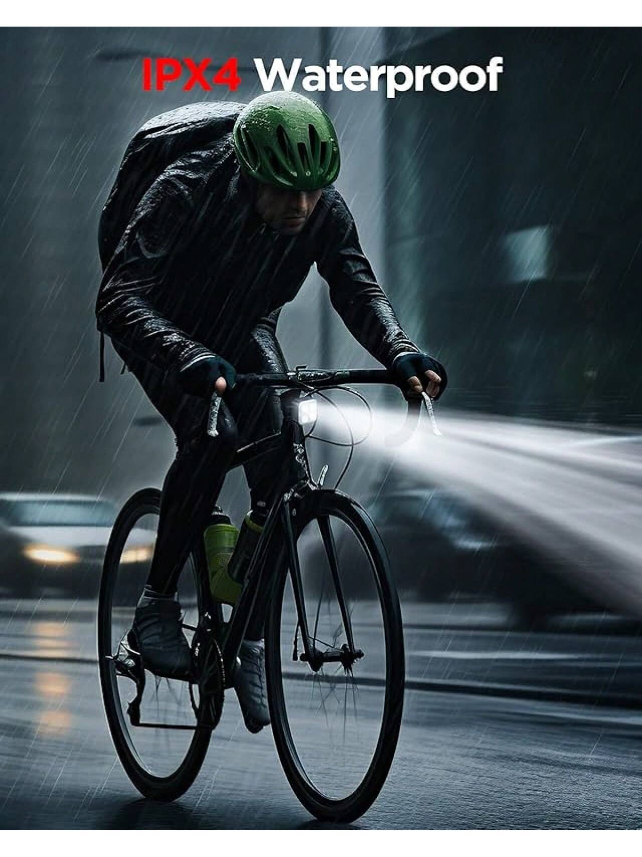 Akale Rechargeable Bike Light Set, LED Bicycle Lights Front And Rear, 650mAh Lithium Battery, Bike Headlight, IPX4 Waterproof, Easy To Install For Men Women Road- SHEINEU