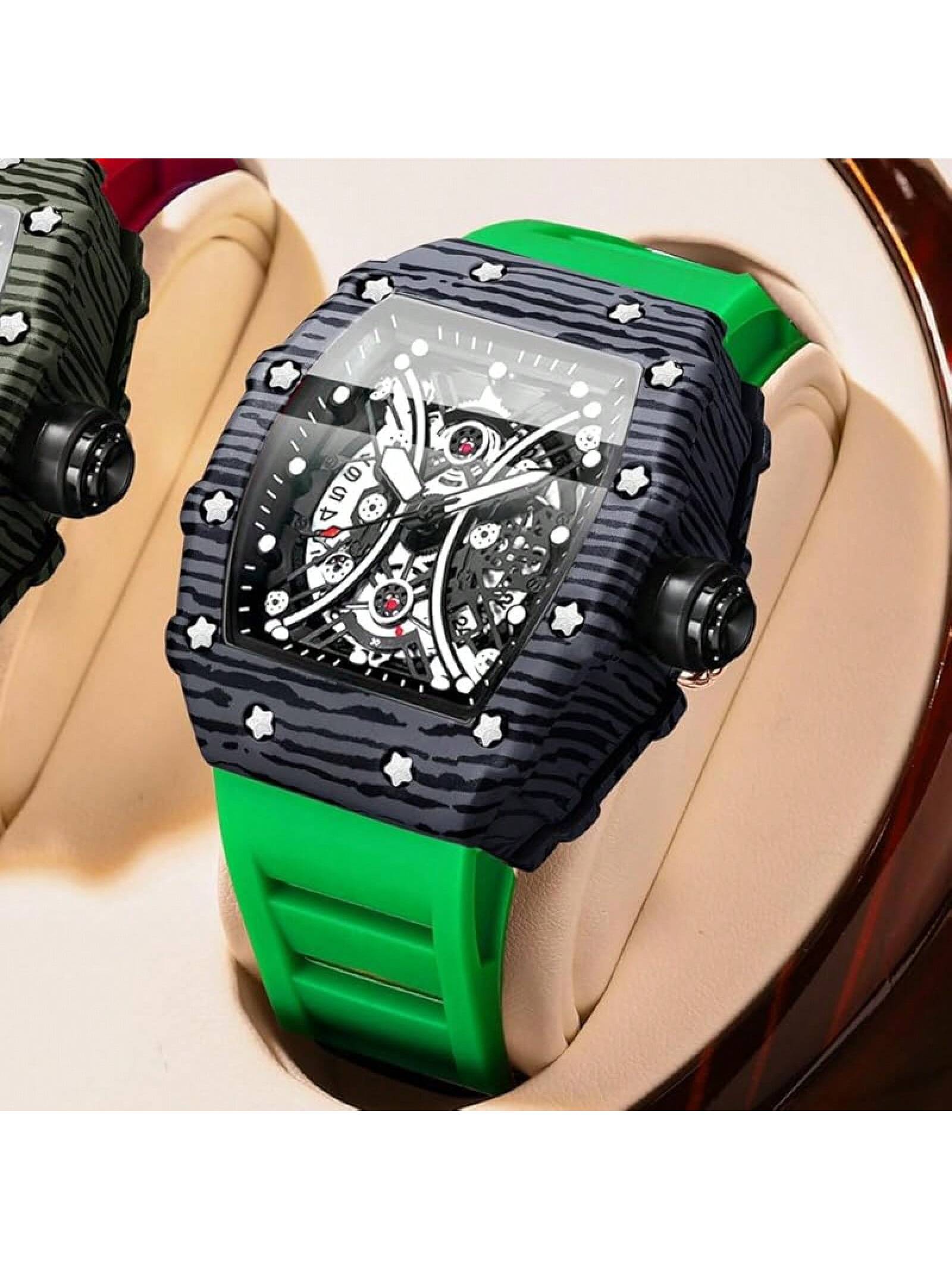 Tiong IrregularSilicone Shaped Business Men's Watch,Luminous Waterproof Men's Watch- SHEINEU