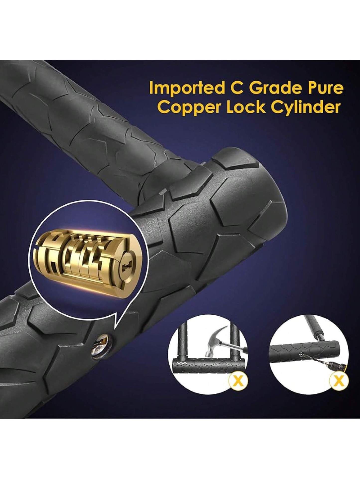 Bike U Lock,20mm Heavy Duty Combination D Lock Shackle 4ft Length Security With Sturdy Mounting Bracket And Anti Theft Secure Locks- SHEINEU