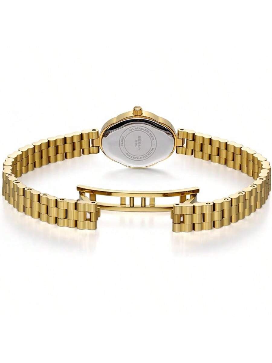 BERNY Gold Watches Women Dainty Ladies Quartz Watch Vintage Copper Mirrors Shape Japanese Quartz Movement 3ATM Waterproof Fashion Female Wrist Watch Luxury Birthday Gifts- SHEINEU