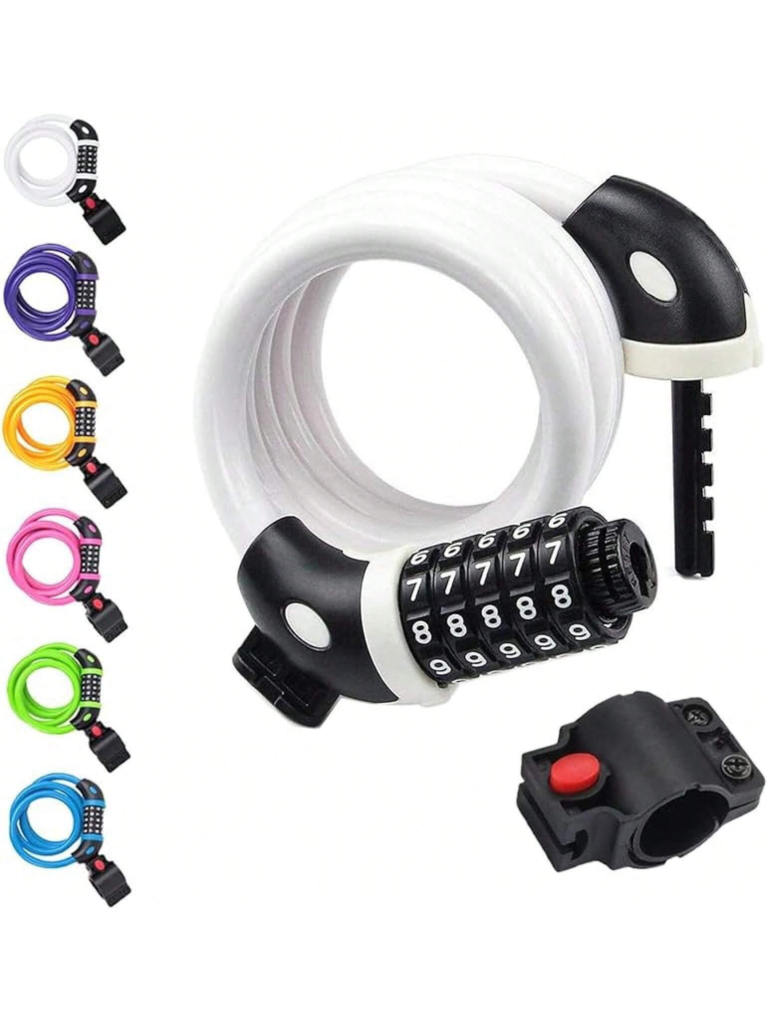 NDakter Bike Lock, 4/5.6 Feet, High Security 5 Digit Resettable Combination Coiling Lock, Heavy Duty Anti Theft With Mounting Bracket, 1/2 Inch Diameter (12mm)- SHEINEU
