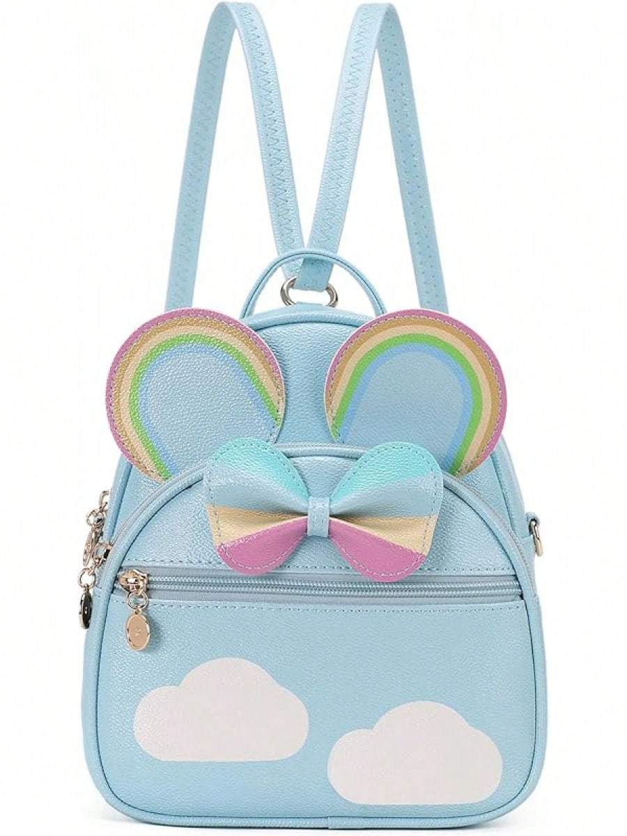 KL928 Girls Bowknot Polka Cute Backpack Small Daypacks Convertible Shoulder Bag Purse Women- SHEINEU
