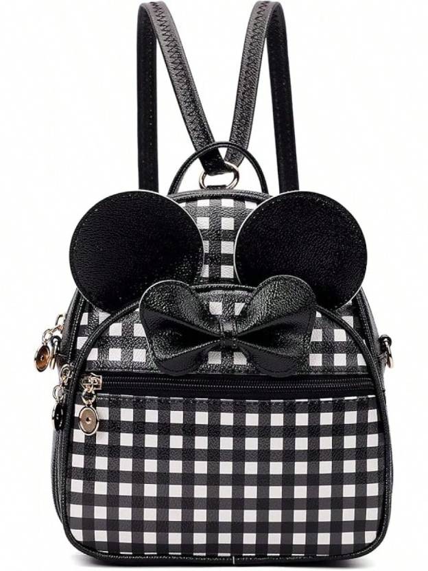 KL928 Girls Bowknot Polka Cute Backpack Small Daypacks Convertible Shoulder Bag Purse Women- SHEINEU