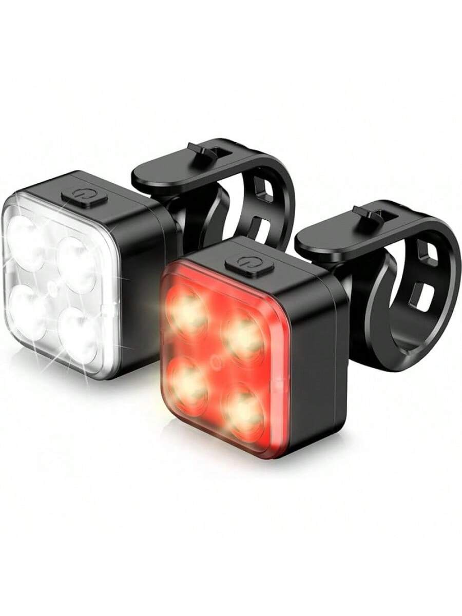 Akale Rechargeable Bike Light Set, LED Bicycle Lights Front And Rear, 650mAh Lithium Battery, Bike Headlight, IPX4 Waterproof, Easy To Install For Men Women Road- SHEINEU