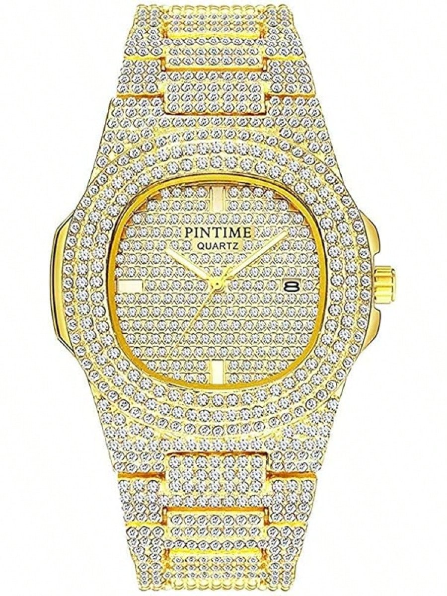 Gosasa Luxury Unisex Watches Big Face Women's Men's Quartz Watch Gold Silver Gold Stainless Steel Bracelet Band- SHEINEU