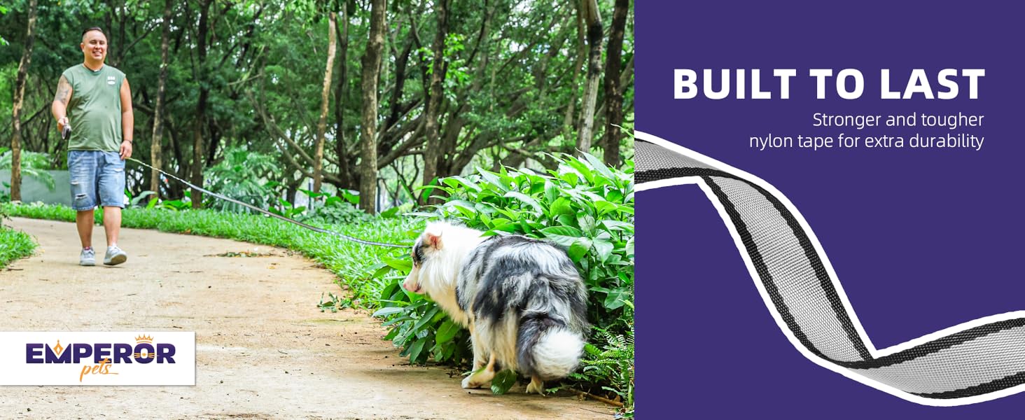 Emperor Pets | 26ft Heavy Duty Retractable Dog Leash - For Pets Up to 110lbs - Classic Series -Grey