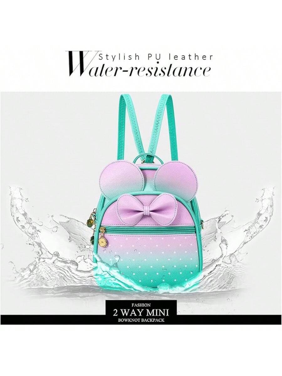 KL928 Girls Bowknot Polka Cute Backpack Small Daypacks Convertible Shoulder Bag Purse Women- SHEINEU