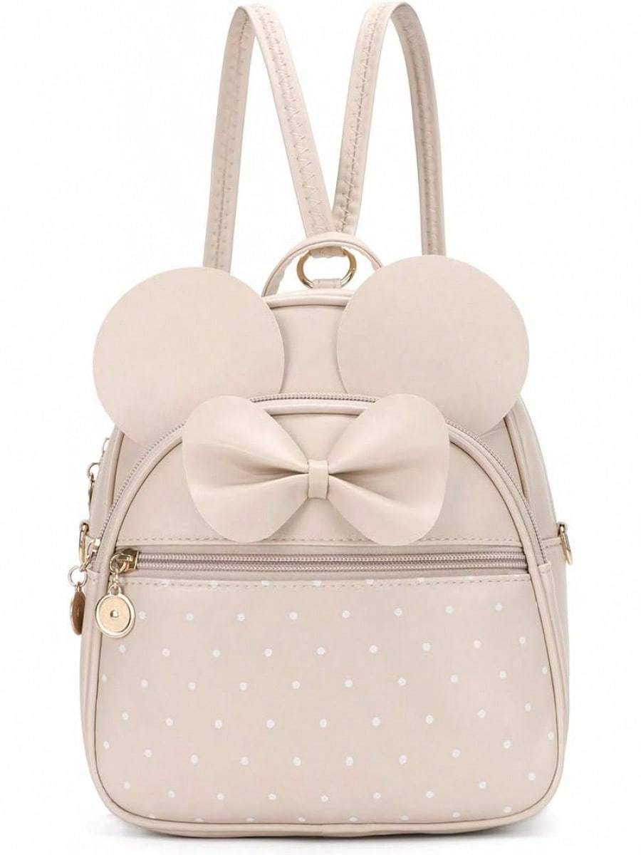 KL928 Girls Bowknot Polka Cute Backpack Small Daypacks Convertible Shoulder Bag Purse Women- SHEINEU