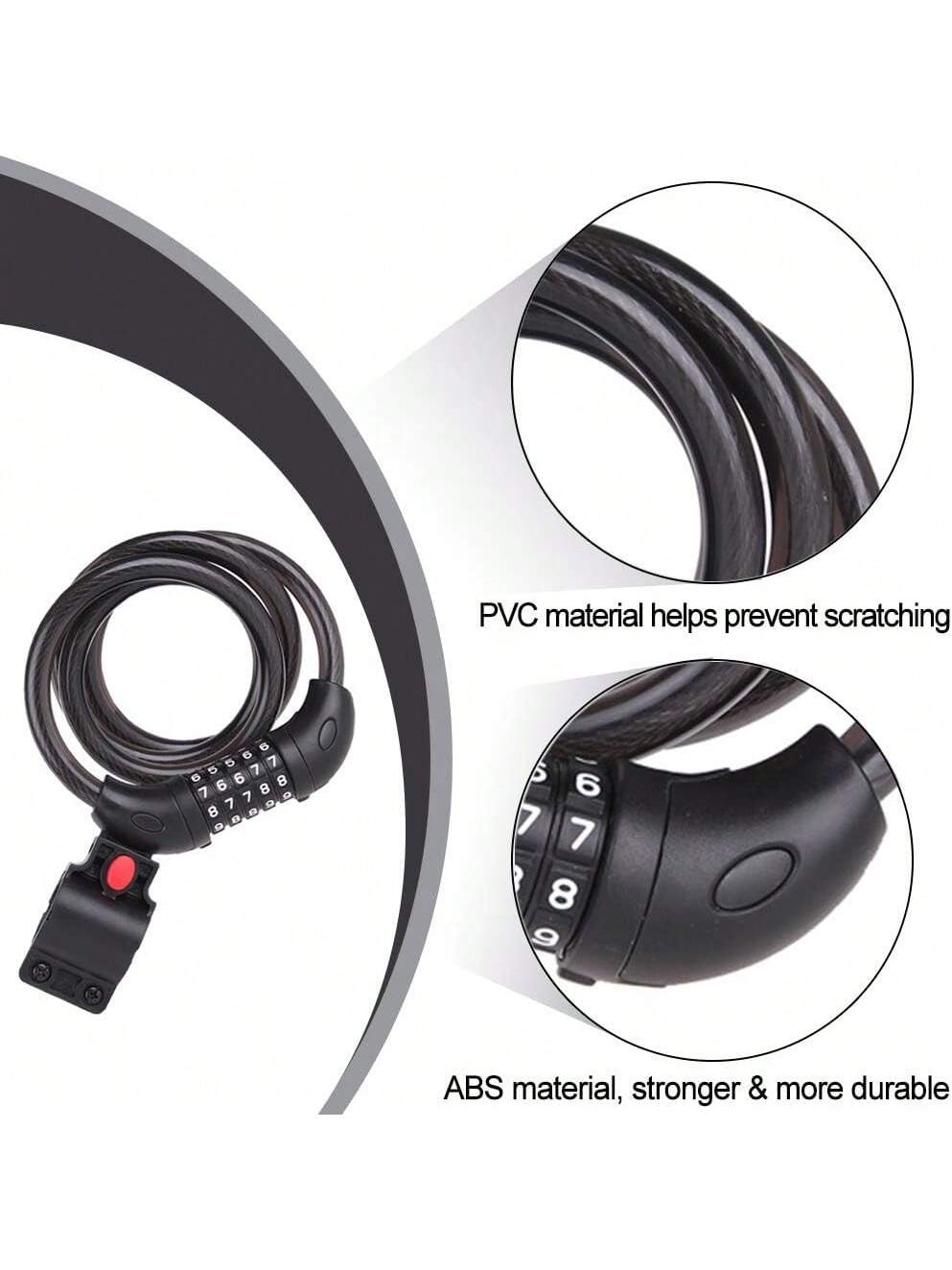 NDakter Bike Lock, 4/5.6 Feet, High Security 5 Digit Resettable Combination Coiling Lock, Heavy Duty Anti Theft With Mounting Bracket, 1/2 Inch Diameter (12mm)- SHEINEU