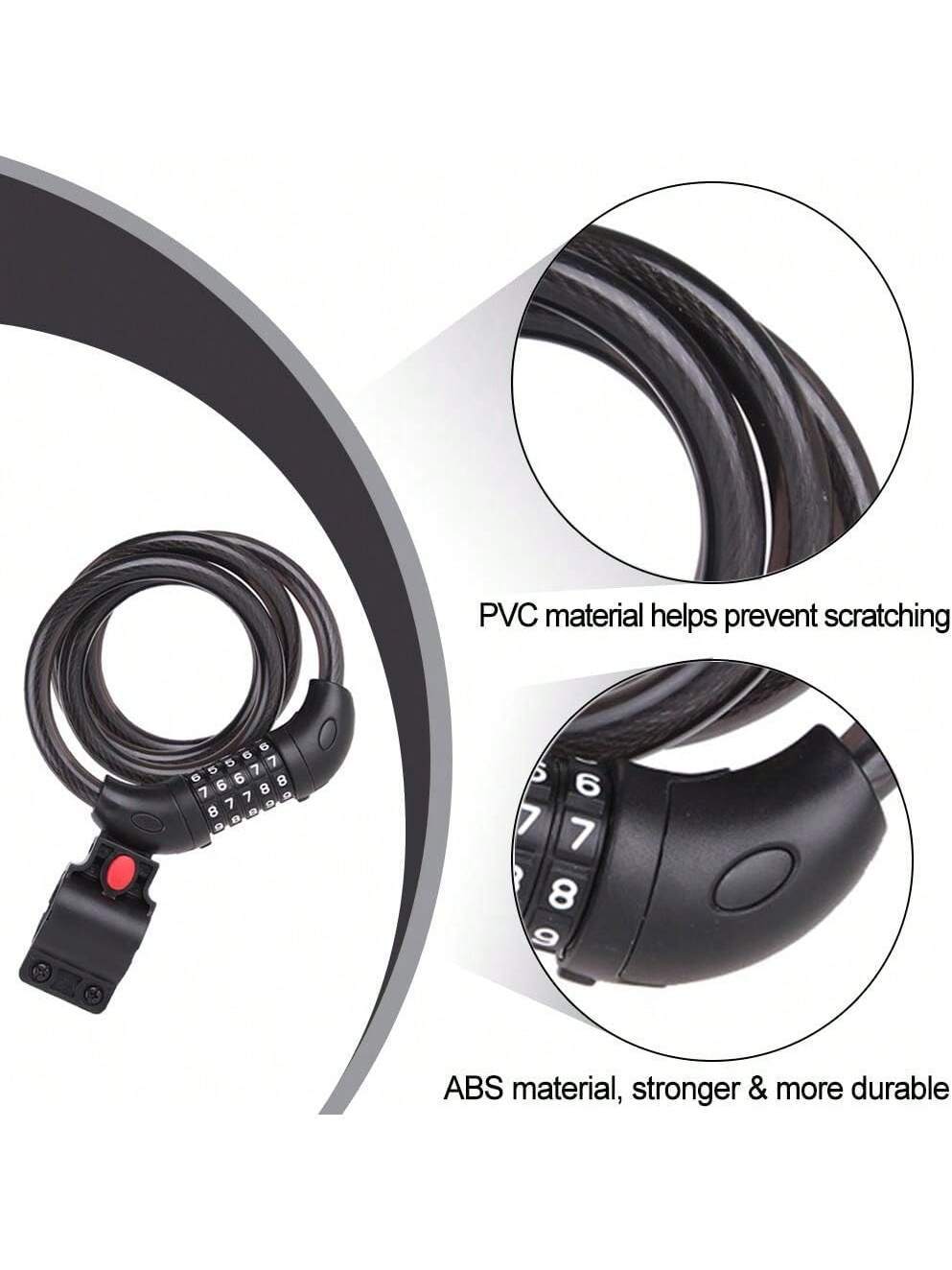 NDakter Bike Lock, 4/5.6 Feet, High Security 5 Digit Resettable Combination Coiling Lock, Heavy Duty Anti Theft With Mounting Bracket, 1/2 Inch Diameter (12mm)- SHEINEU