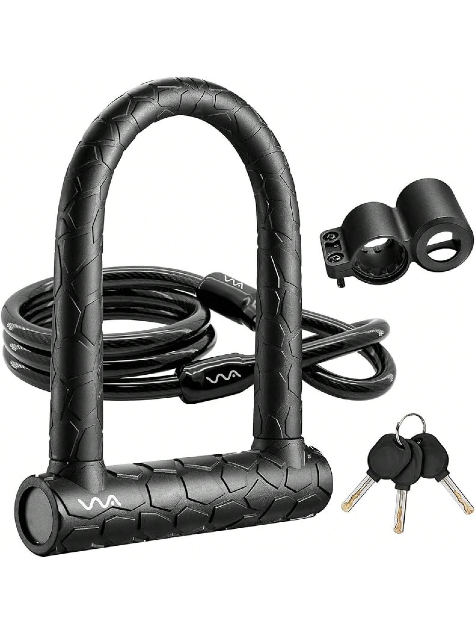 Bike U Lock,20mm Heavy Duty Combination D Lock Shackle 4ft Length Security With Sturdy Mounting Bracket And Anti Theft Secure Locks- SHEINEU