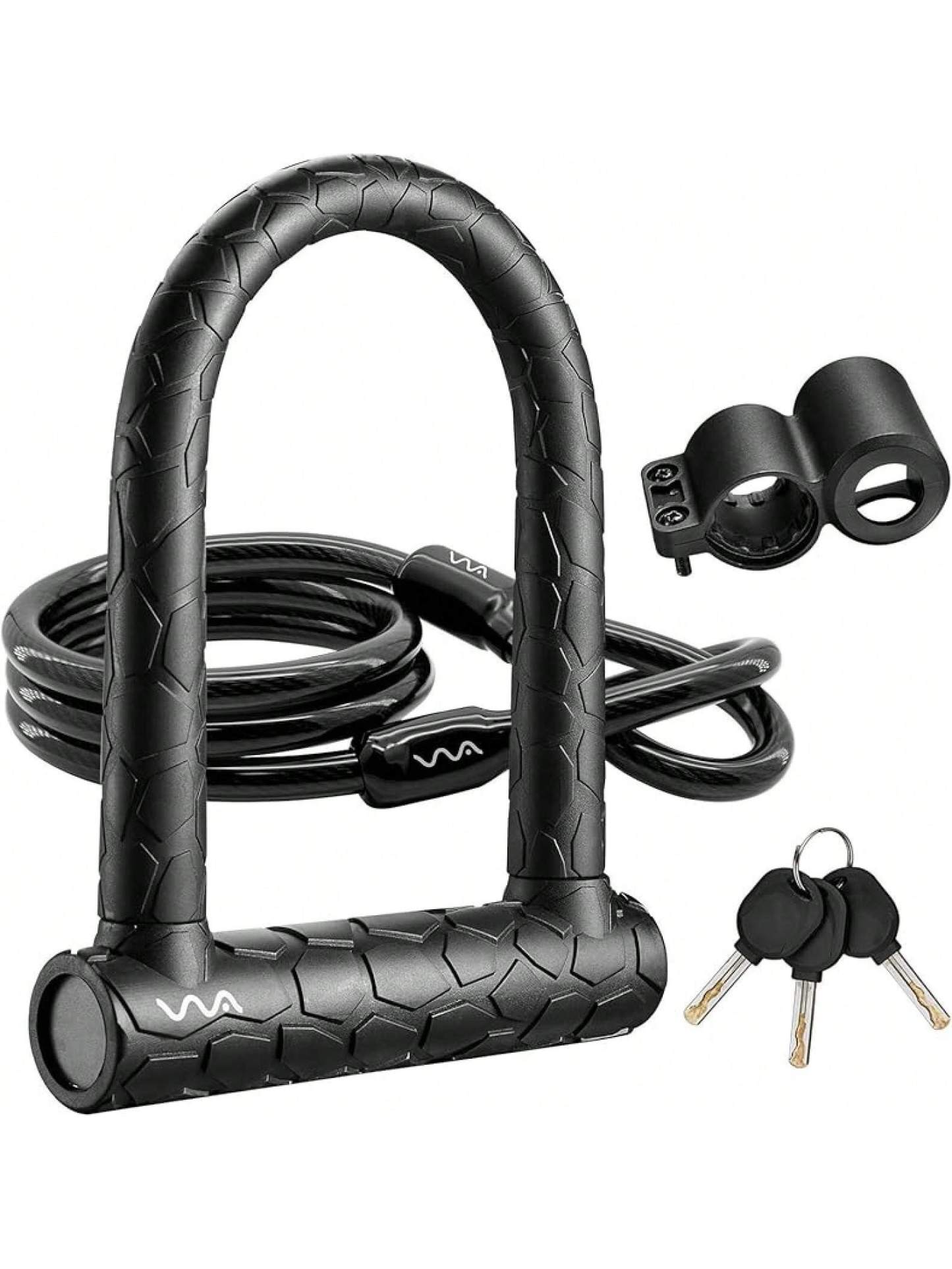 Bike U Lock,20mm Heavy Duty Combination D Lock Shackle 4ft Length Security With Sturdy Mounting Bracket And Anti Theft Secure Locks- SHEINEU