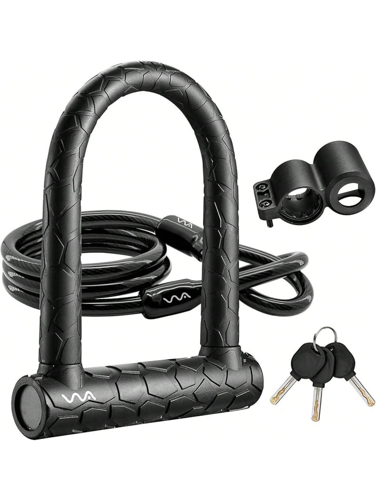 Bike U Lock,20mm Heavy Duty Combination D Lock Shackle 4ft Length Security With Sturdy Mounting Bracket And Anti Theft Secure Locks- SHEINEU