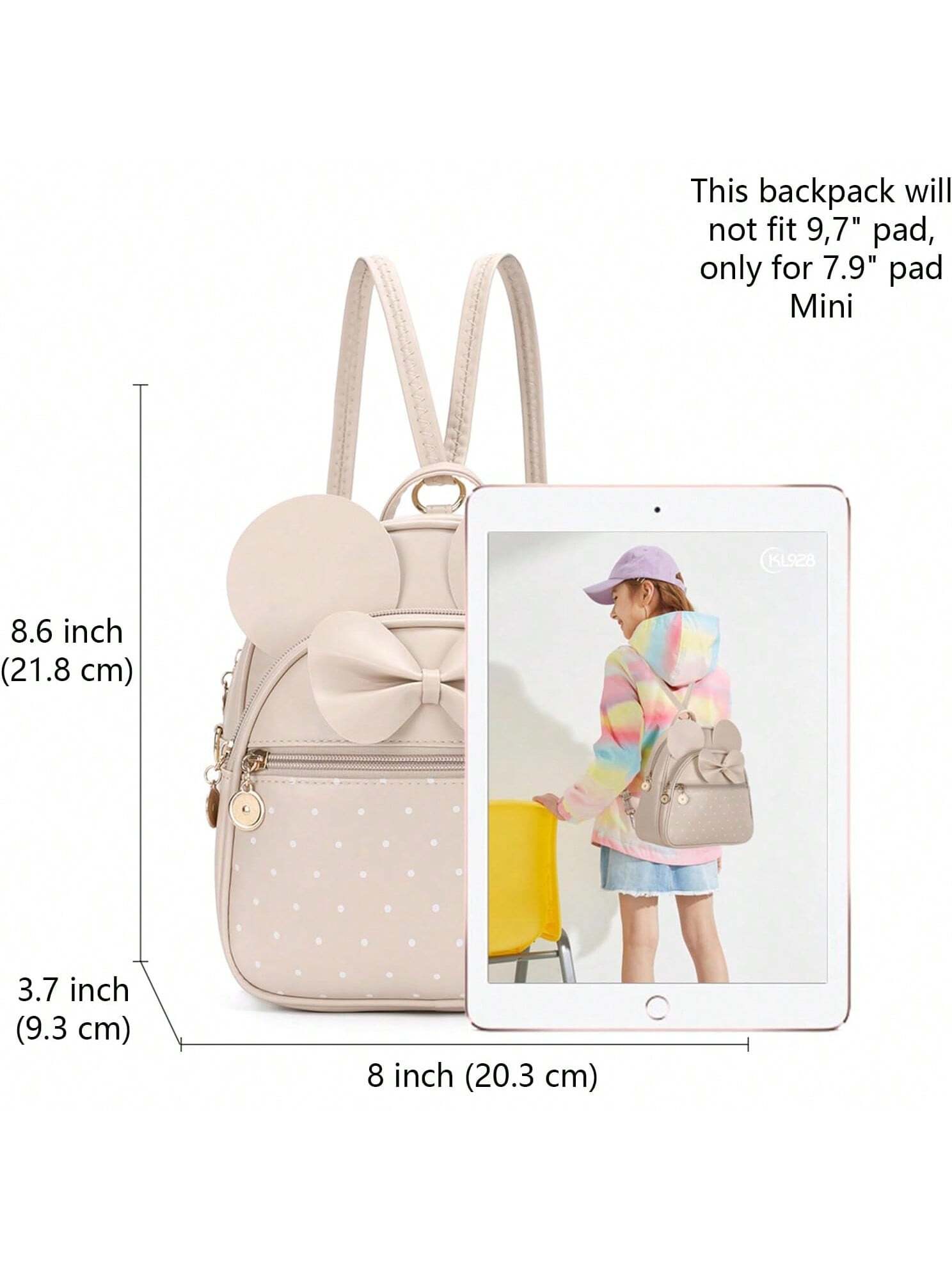 KL928 Girls Bowknot Polka Cute Backpack Small Daypacks Convertible Shoulder Bag Purse Women- SHEINEU