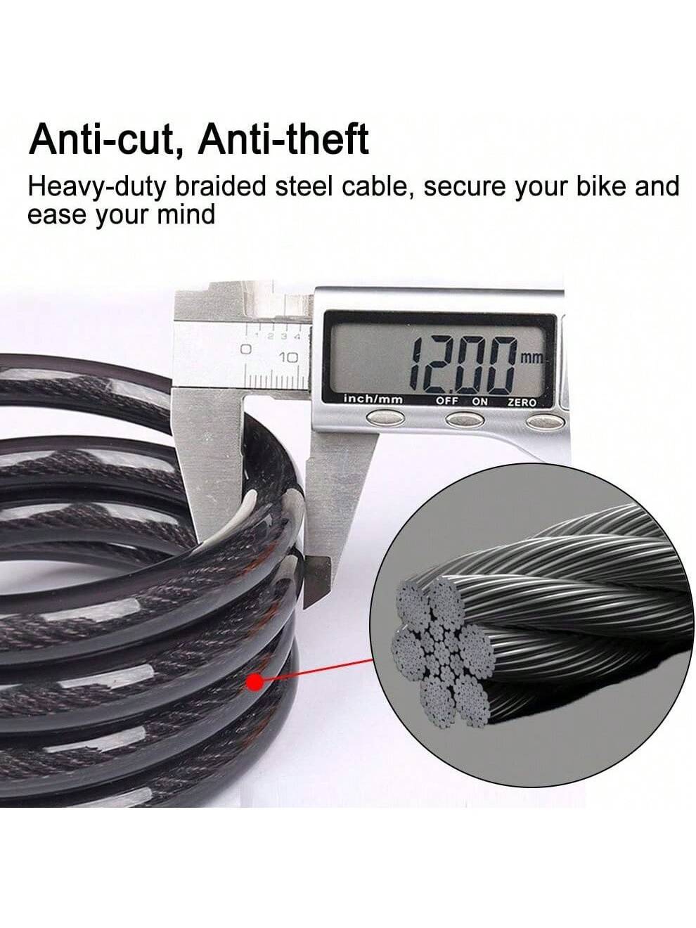 NDakter Bike Lock, 4/5.6 Feet, High Security 5 Digit Resettable Combination Coiling Lock, Heavy Duty Anti Theft With Mounting Bracket, 1/2 Inch Diameter (12mm)- SHEINEU