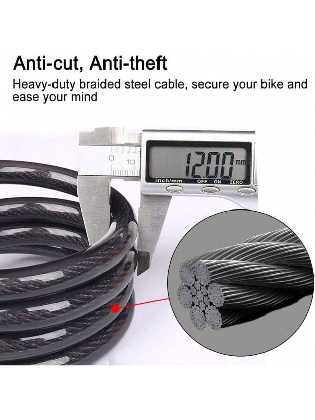 NDakter Bike Lock, 4/5.6 Feet, High Security 5 Digit Resettable Combination Coiling Lock, Heavy Duty Anti Theft With Mounting Bracket, 1/2 Inch Diameter (12mm)- SHEINEU