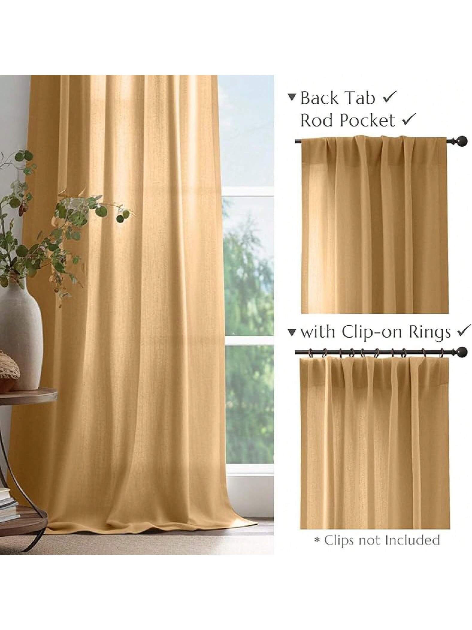 Jinchan Linen Blend Curtains 84 Inch Length 2 Panels Bedroom Living Room, Light Filtering 50 Inch Wide Farmhouse Drapes With Rod Pocket Back Tab(50W X 84L, Ivory)- SHEINEU