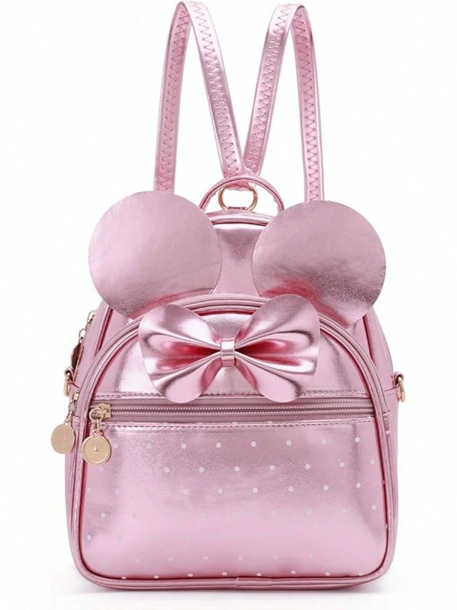 KL928 Girls Bowknot Polka Cute Backpack Small Daypacks Convertible Shoulder Bag Purse Women- SHEINEU