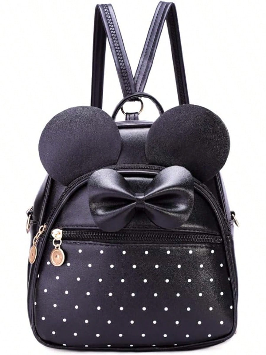 KL928 Girls Bowknot Polka Cute Backpack Small Daypacks Convertible Shoulder Bag Purse Women- SHEINEU