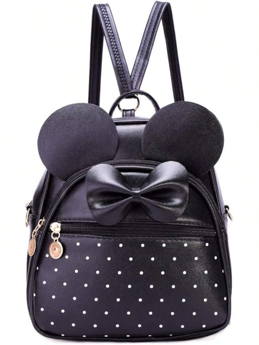 KL928 Girls Bowknot Polka Cute Backpack Small Daypacks Convertible Shoulder Bag Purse Women- SHEINEU