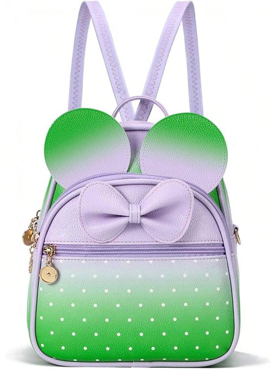 KL928 Girls Bowknot Polka Cute Backpack Small Daypacks Convertible Shoulder Bag Purse Women- SHEINEU