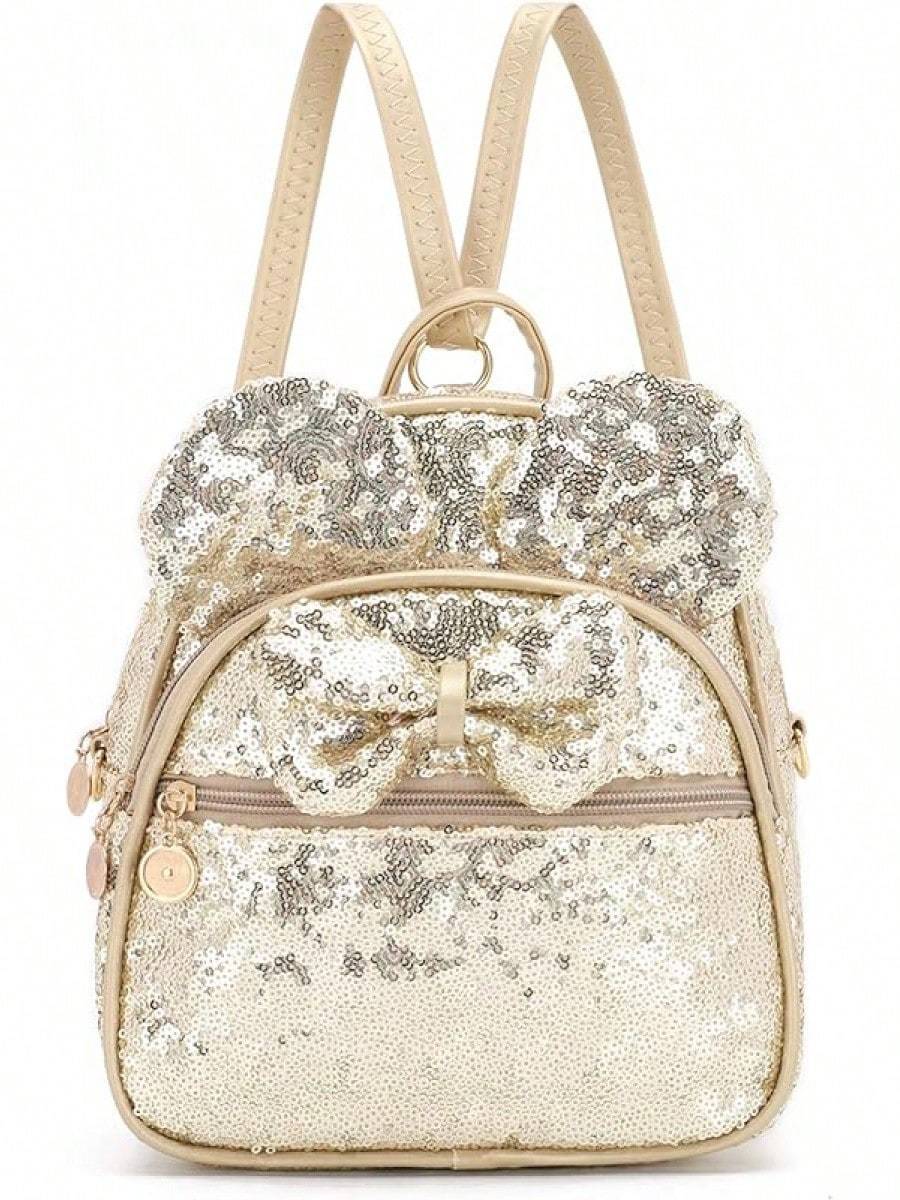 KL928 Girls Bowknot Polka Cute Backpack Small Daypacks Convertible Shoulder Bag Purse Women- SHEINEU