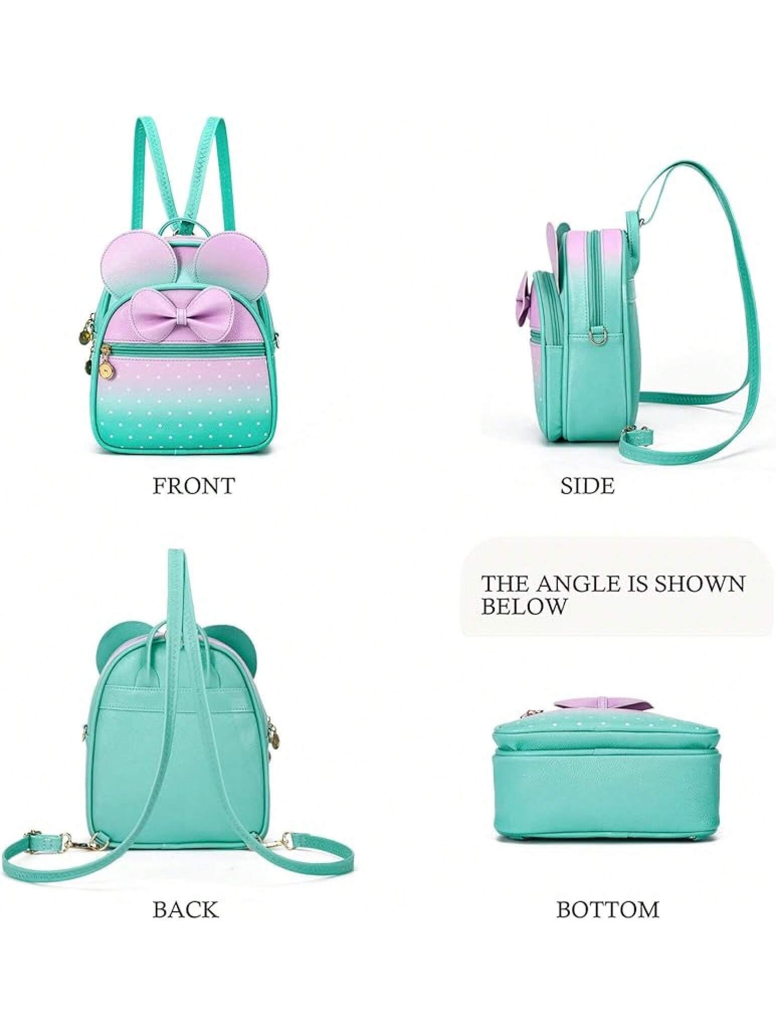 KL928 Girls Bowknot Polka Cute Backpack Small Daypacks Convertible Shoulder Bag Purse Women- SHEINEU