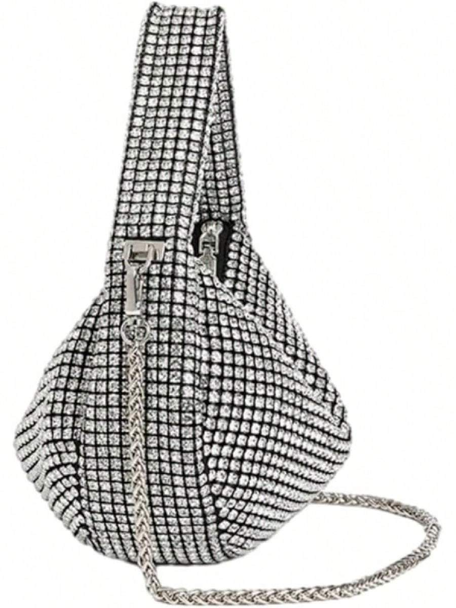 UMREN Bling Full Glitter Knotted Handbag Women Hobo Dumpling Bag Evening Clutch Crossbody Bag- SHEINEU