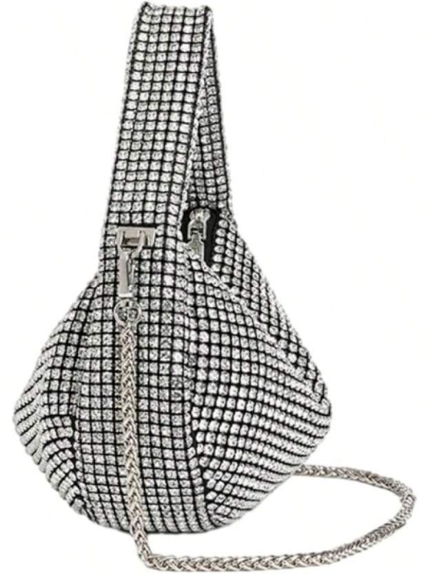 UMREN Bling Full Glitter Knotted Handbag Women Hobo Dumpling Bag Evening Clutch Crossbody Bag- SHEINEU