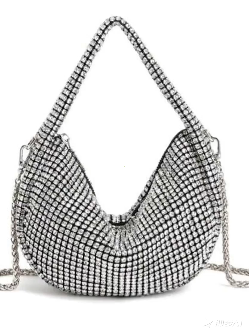 UMREN Bling Full Glitter Knotted Handbag Women Hobo Dumpling Bag Evening Clutch Crossbody Bag