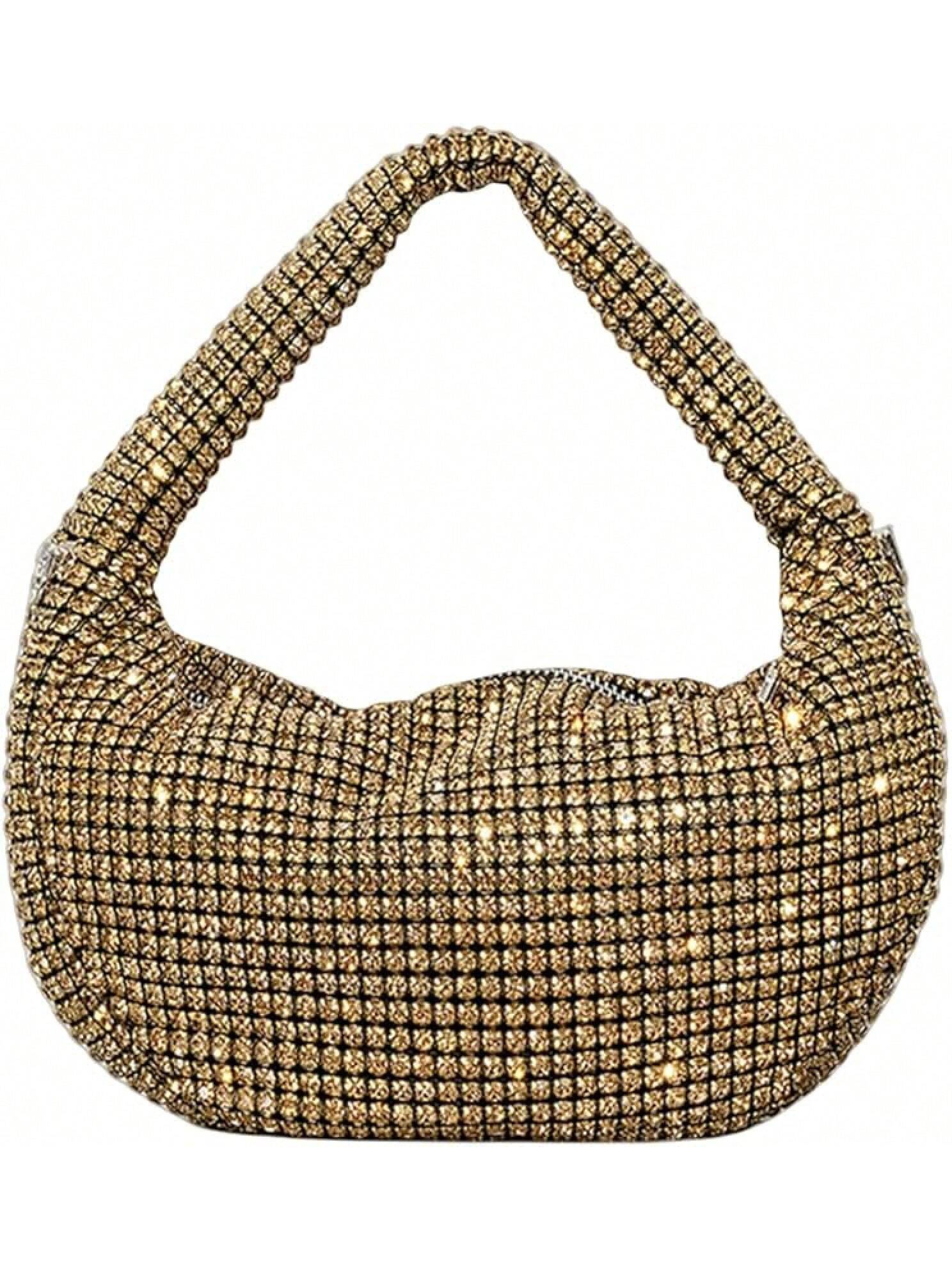 UMREN Bling Full Glitter Knotted Handbag Women Hobo Dumpling Bag Evening Clutch Crossbody Bag- SHEINEU