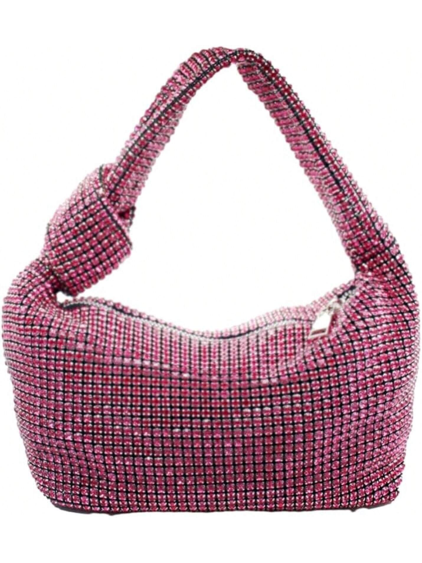 UMREN Bling Full Glitter Knotted Handbag Women Hobo Dumpling Bag Evening Clutch Crossbody Bag- SHEINEU