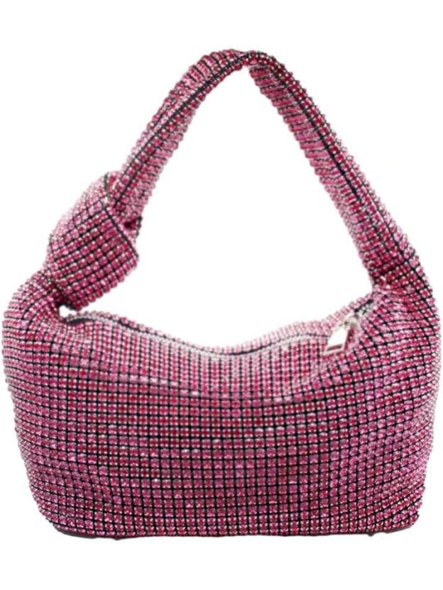 UMREN Bling Full Glitter Knotted Handbag Women Hobo Dumpling Bag Evening Clutch Crossbody Bag- SHEINEU