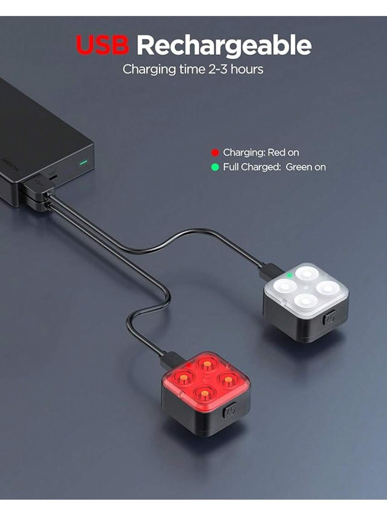 Akale Rechargeable Bike Light Set, LED Bicycle Lights Front And Rear, 650mAh Lithium Battery, Bike Headlight, IPX4 Waterproof, Easy To Install For Men Women Road- SHEINEU