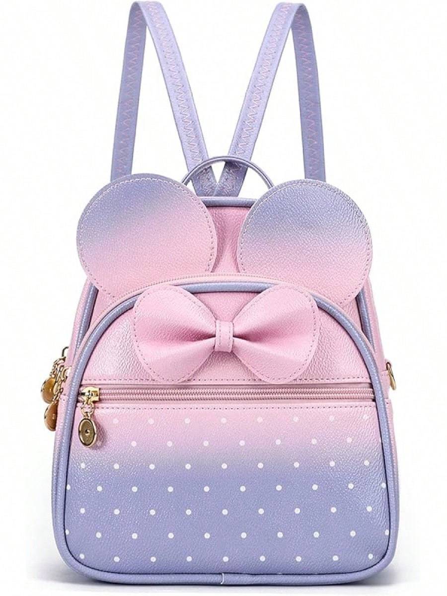 KL928 Girls Bowknot Polka Cute Backpack Small Daypacks Convertible Shoulder Bag Purse Women- SHEINEU
