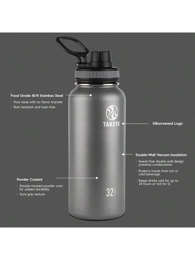 Takeya Originals 24 Oz Vacuum Insulated Stainless Steel Bottle With Spout Lid, Navy- SHEINEU