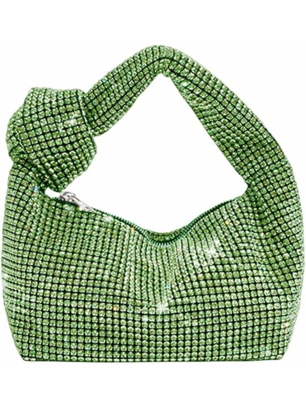 UMREN Bling Full Glitter Knotted Handbag Women Hobo Dumpling Bag Evening Clutch Crossbody Bag- SHEINEU